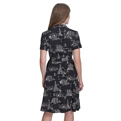 Women's La Nouvelle Renaissance Collared Short Sleeve Midi Shirtdress