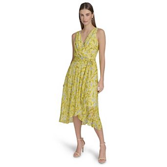 Women's Harper Rose Printed Crinkle Chiffon Sleeveless Wrap Midi Dress