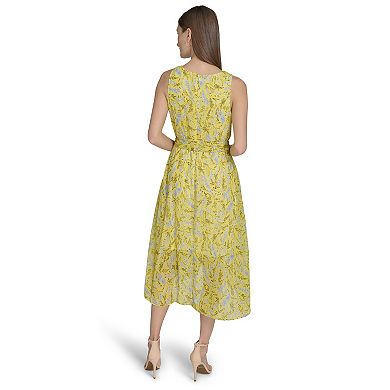 Women's Harper Rose Printed Crinkle Chiffon Sleeveless Wrap Midi Dress