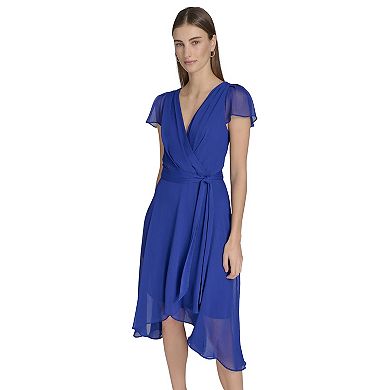 Women's Harper Rose Short Sleeve Crinkle Chiffon Wrap Dress