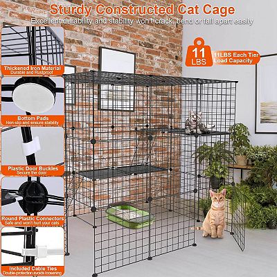 3 Tier Large Cat Cage Enclosure Indoor Cat Playpen