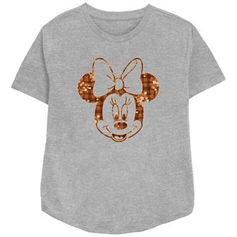Disney's Minnie Mouse Plaid Floral Print Women's Relaxed Fit Graphic Tee