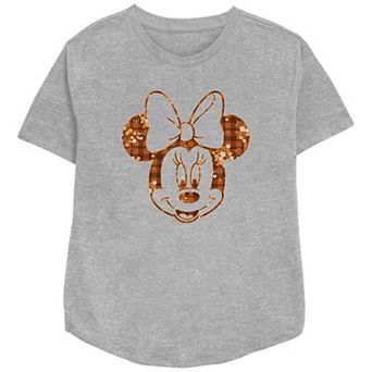 Disney's Minnie Mouse Plaid Floral Print Women's Relaxed Fit Graphic Tee