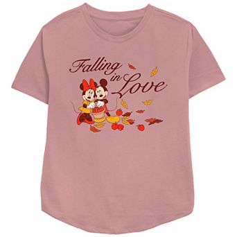Disney's Mickey Mouse And Minnie Mouse Falling In Love Women's Relaxed Fit Graphic Tee