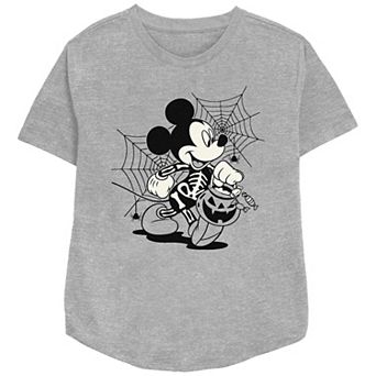 Disney's Mickey Mouse Skeleton Trick Or Treater Women's Relaxed Fit Graphic Tee
