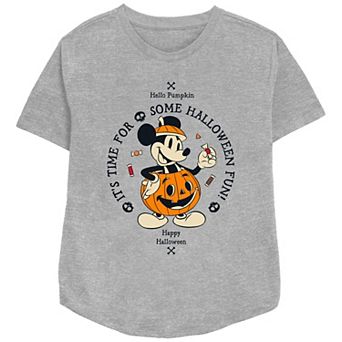 Disney's Mickey Mouse Hello Pumpkin It’s Time For Some Halloween Fun Women's Relaxed Fit Graphic Tee