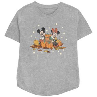 Disney's Mickey Mouse And Minnie Mouse Pumpkin Harvest Women's Relaxed Fit Graphic Tee