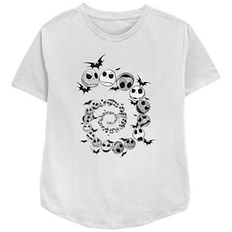 Disney's The Nightmare Before Christmas Jack Skellington And Bats Spiral Women's Relaxed Fit Graphic Tee