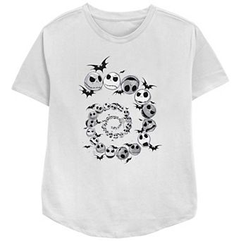 Disney's The Nightmare Before Christmas Jack Skellington And Bats Spiral Women's Relaxed Fit Graphic Tee