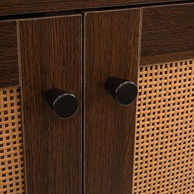 Sunnydaze 2-Door MDF Accent Cabinet with Shelf/Rattan Doors - Oak