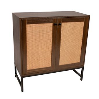 Sunnydaze 2-Door MDF Accent Cabinet with Shelf/Rattan Doors