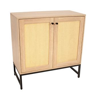 Sunnydaze 2-Door MDF Accent Cabinet with Shelf/Rattan Doors