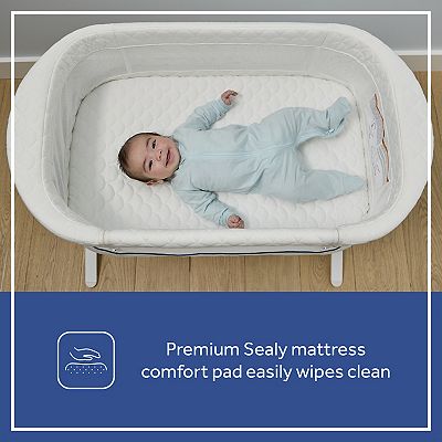 Sealy Cozy Cool Breathable 2 in 1 Baby Bassinet and Bedside Sleeper