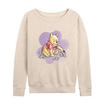 Disney's Winnie The Pooh Women's Floral French Terry Long Sleeve Tee