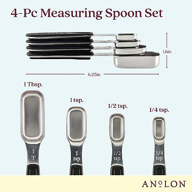 Anolon SureGrip® 4-pc. Stainless Steel Magnetic Measuring Spoon Set