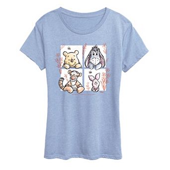 Disney's Winnie The Pooh Women's Floral Grid Graphic Tee