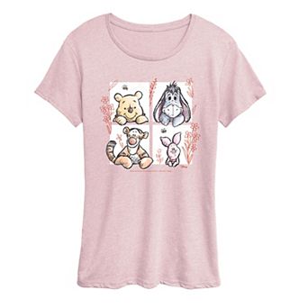 Disney's Winnie The Pooh Women's Floral Grid Graphic Tee