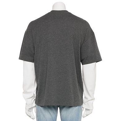 Men's Hollywood Long Sleeve Oversized Mock Two-Fer Graphic Tee