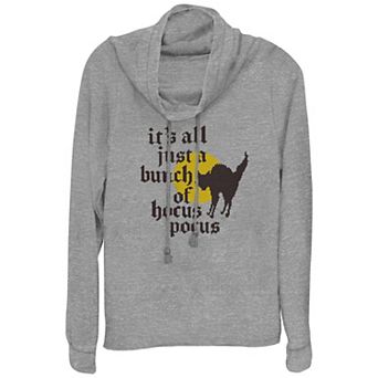 Disney's Hocus Pocus Thackery Binx It's All Just A Bunch Of Hocus Pocus Women's Cowlneck Graphic Lightweight Long Sleeve