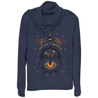 Disney's Hocus Pocus Trouble Is Brewing Women's Cowlneck Graphic Lightweight Long Sleeve