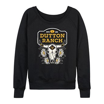 Women's Yellowstone Dutton Ranch Skull French Terry Long Sleeve Tee