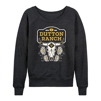 Women's Yellowstone Dutton Ranch Skull French Terry Long Sleeve Tee