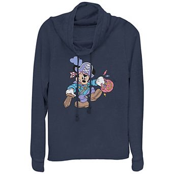 Disney's Mickey Mouse Pirate Trick Or Treater Women's Cowlneck Graphic Lightweight Long Sleeve