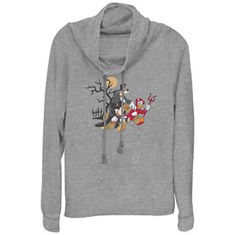 Disney's Mickey Mouse And Friends Trick Or Treaters Women's Cowlneck Graphic Lightweight Long Sleeve