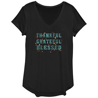 Women's Thankful Grateful Blessed Graphic Tee