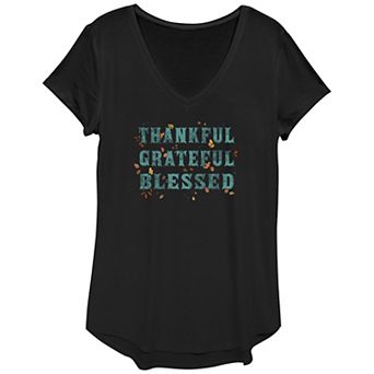 Women's Thankful Grateful Blessed Graphic Tee