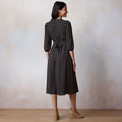 leedra button front midi dress Leedra Button-Front Midi Dress in Dot