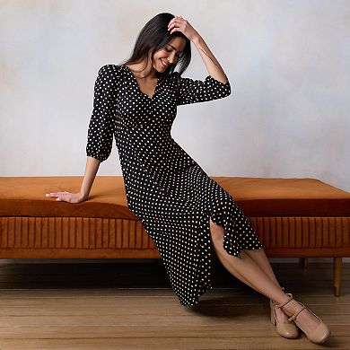 Women's LC Lauren Conrad V Neck Button Front Midi Dress