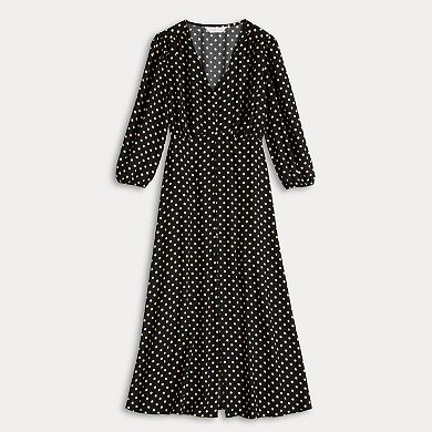 Women's LC Lauren Conrad V Neck Button Front Midi Dress