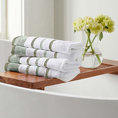 Madelinen 4-Piece Decorative Stripe Cotton Hand Towel Set