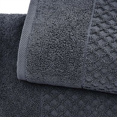 Madelinen 4-Piece Low Twist Cotton Diamond Texture Bath Towels