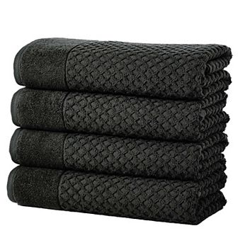 Madelinen® 4 pc Low Twist Cotton Diamond Texture Bath Towels