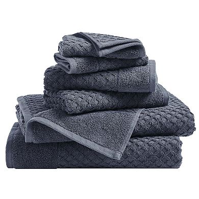 Madelinen 6-Piece Low Twist Cotton Diamond Texture Towel Set