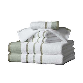 Madelinen® 6 pc Decorative Stripe Cotton Towel Set