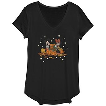 Disney's Mickey Mouse And Minnie Mouse Pumpkin Harvest Women's Graphic Tee