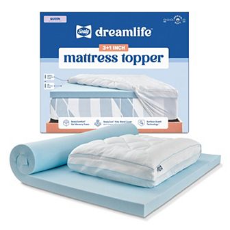 Sealy Dreamlife™ 3 in Gel Memory Foam Mattress Topper & 1 in Quilted Cooling Cover