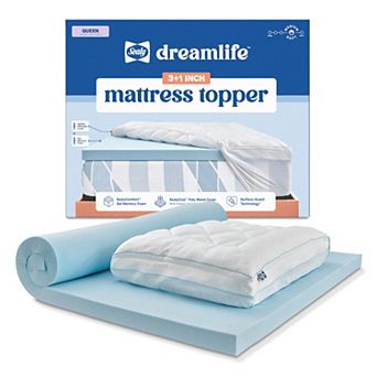Sealy Dreamlife™ 3 in Gel Memory Foam Mattress Topper & 1 in Quilted Cooling Cover