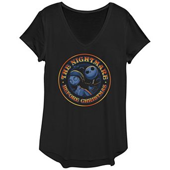 Disney's The Nightmare Before Christmas Jack Skellington And Sally Stamp Women's Graphic Tee