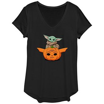 Women's Star Wars The Mandalorian Grogu Carved Pumpkin Graphic Tee