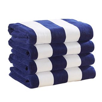 Madelinen® Cotton Velour 4-Pack Oversized Cabana Stripe Beach Towels
