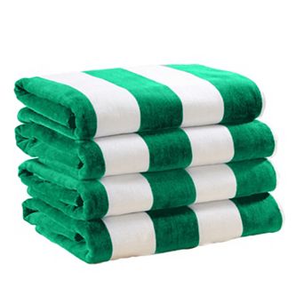 Madelinen® Cotton Velour 4-Pack Oversized Cabana Stripe Beach Towels