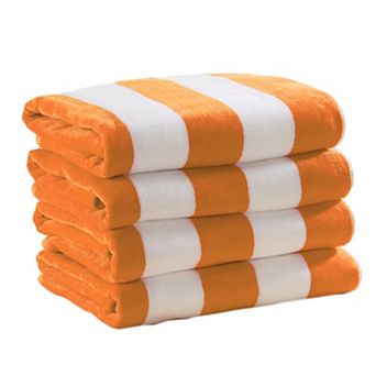 Madelinen® Cotton Velour 4-Pack Oversized Cabana Stripe Beach Towels