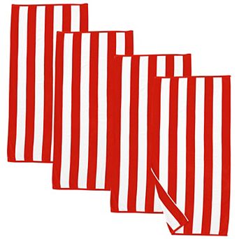 Madelinen® Cotton Velour 4-Pack Oversized Cabana Stripe Beach Towels