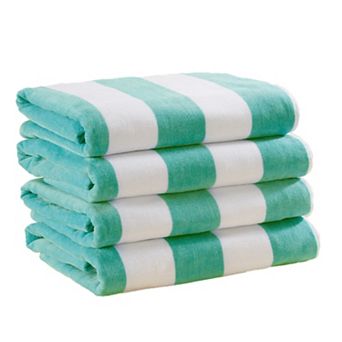Madelinen® Cotton Velour 4-Pack Oversized Cabana Stripe Beach Towels