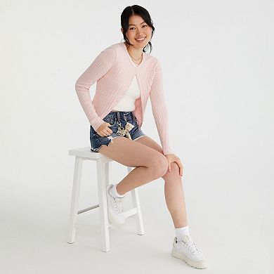 Juniors' Aeropostale Crew Neck Cable Cardigan