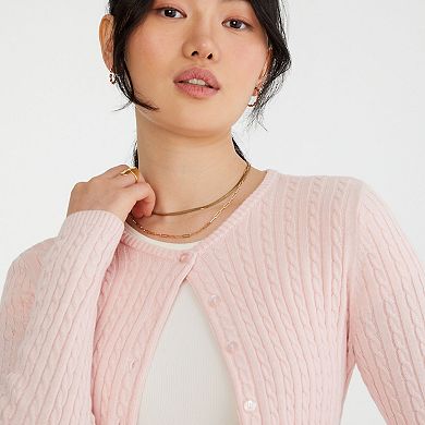Juniors' Aeropostale Crew Neck Cable Cardigan
